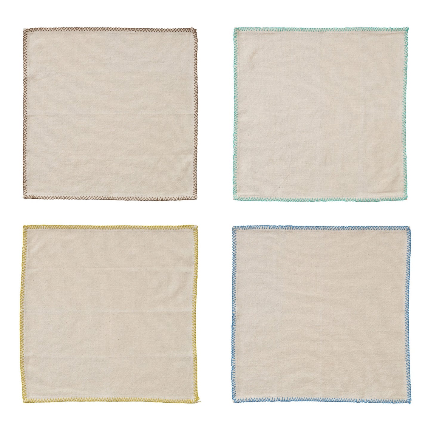 Cotton Napkin Set of 4 w/ Colored Edge Stitch