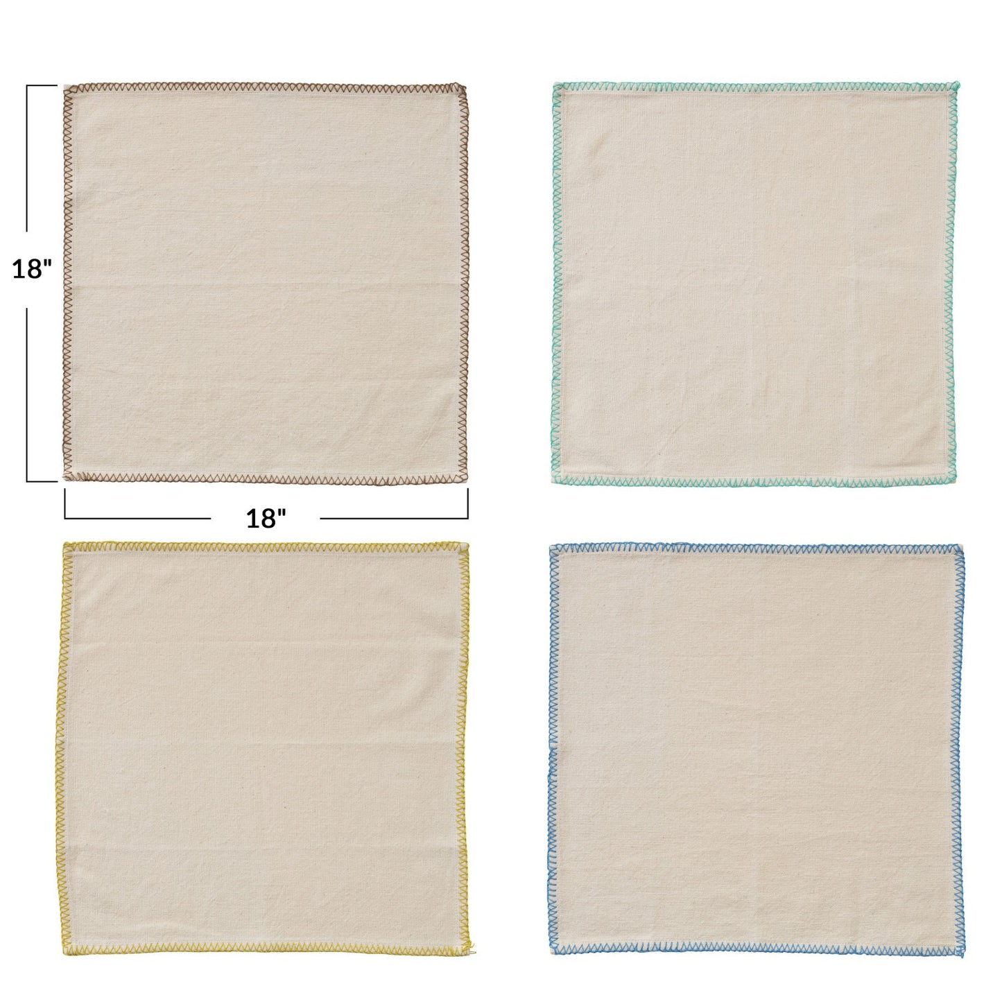 Cotton Napkin Set of 4 w/ Colored Edge Stitch