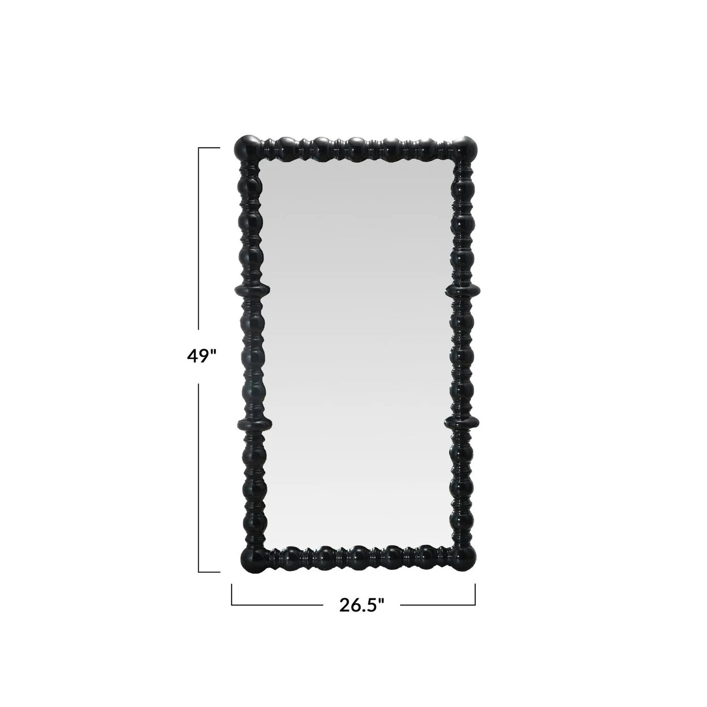 Black Spindle Wood Framed Mirror