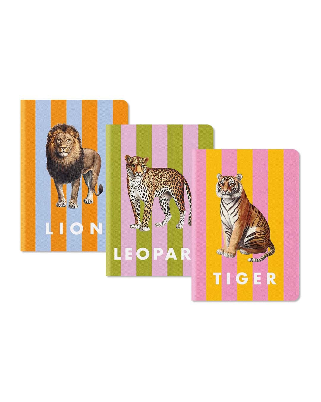 Striped Lion Zebra Elephant Stitched Notebook