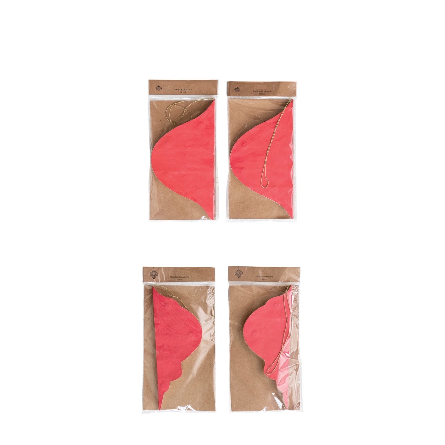 Red/White Honeycomb Paper Ornaments, 2 Styles