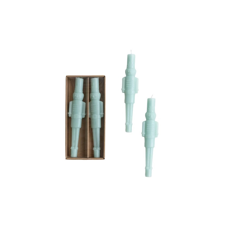 Mint Nutcracker Taper Candles, Set of 2