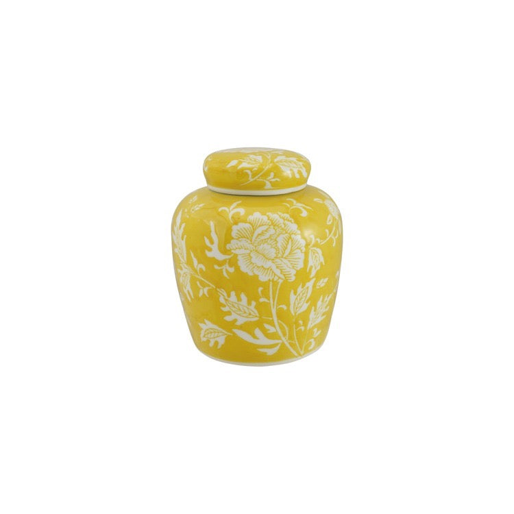 Vintage Yellow + White Ceramic Vase