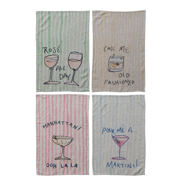 Cocktail Inspired Tea Towel, 4 Styles