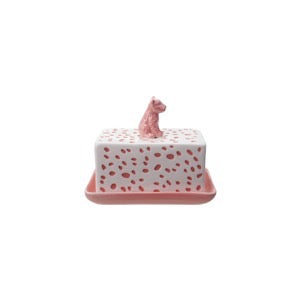Pink Leopard Ceramic Butter Dish