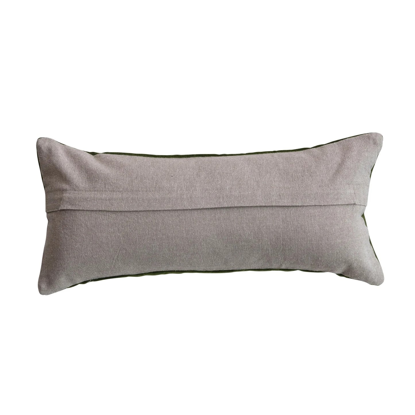 Embroidered Butterflies Green Velvet Lumbar Pillow & Chambray Back