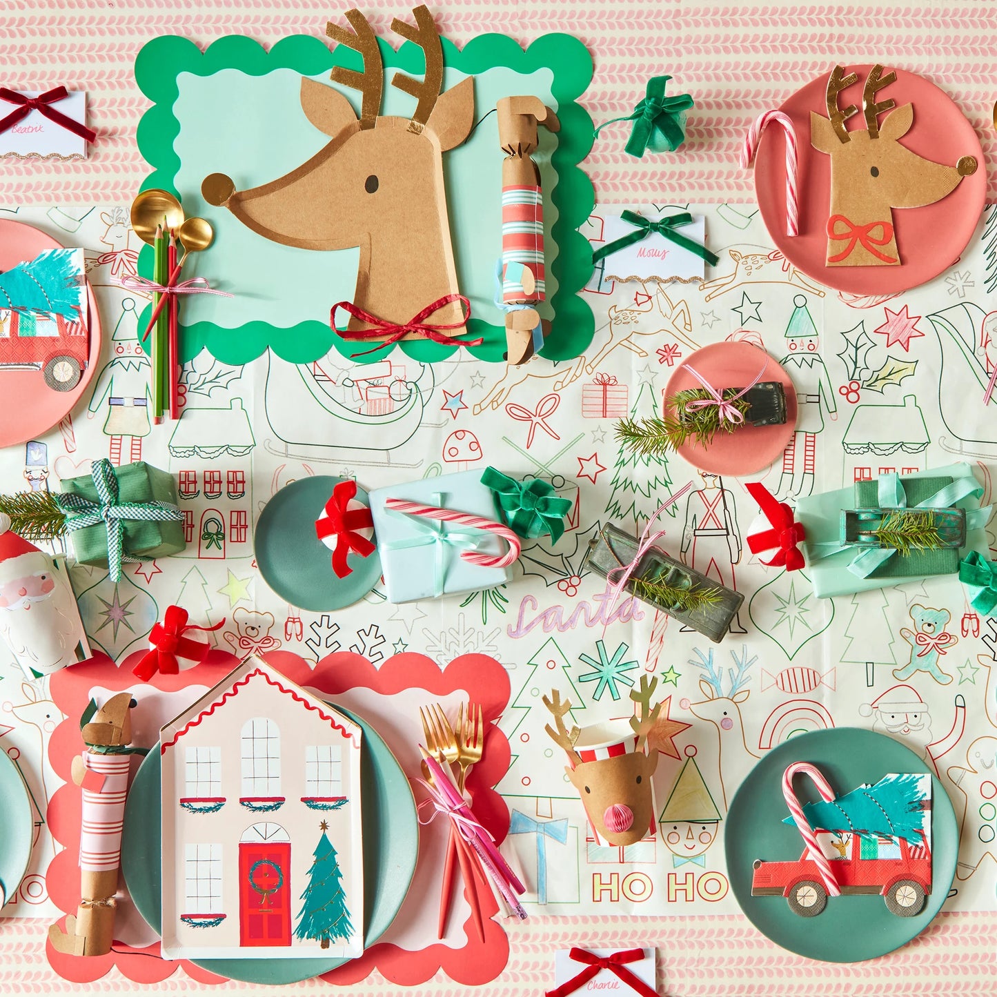 Meri Meri Reindeer with Raffia Bow Plates 8ct