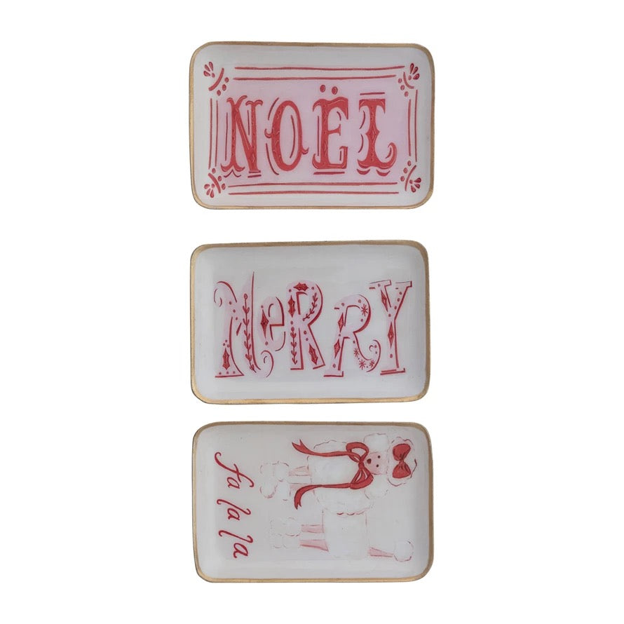 Christmas Enamel Metal Tray, 3 Styles