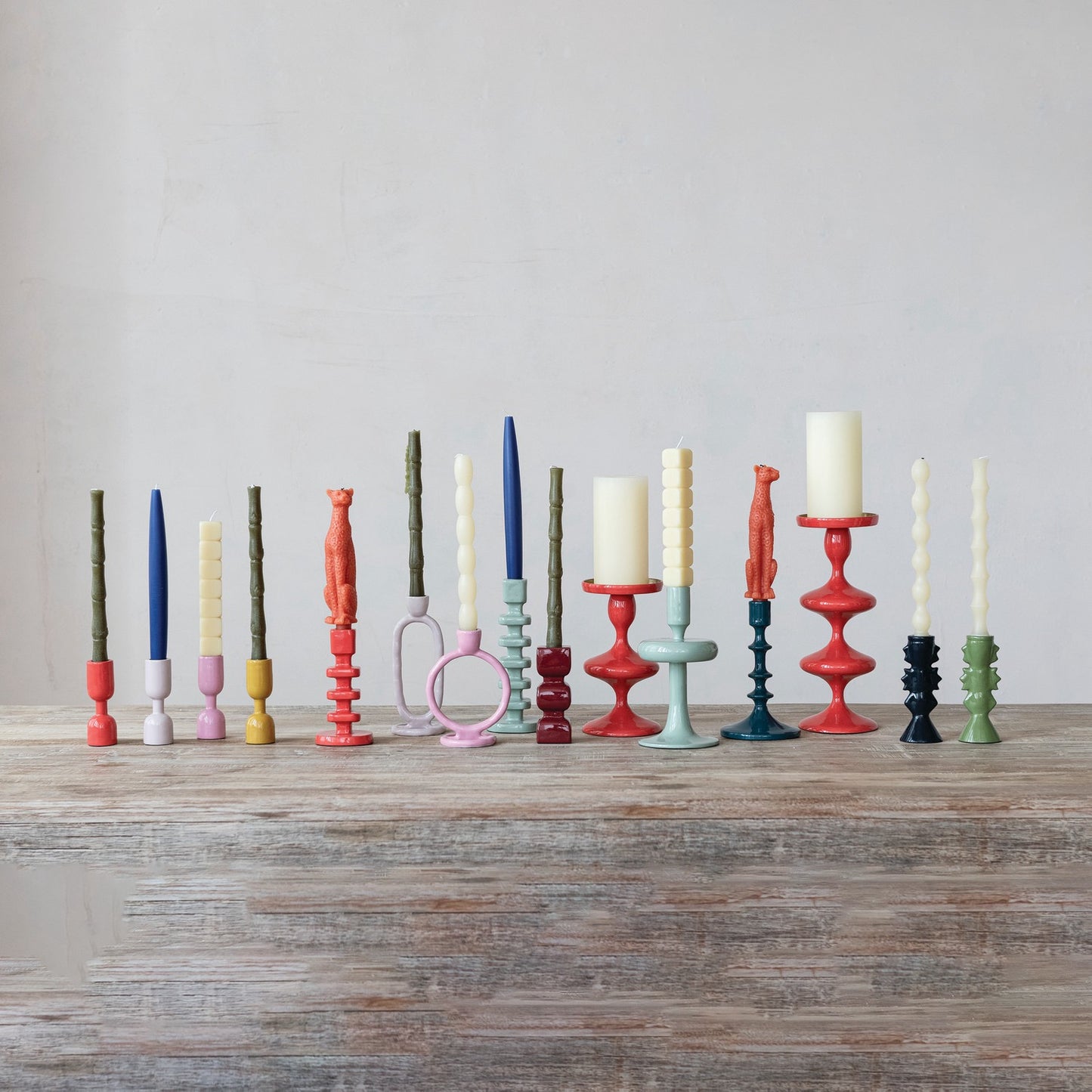 Pink Enameled Aluminum Circle Taper Holder