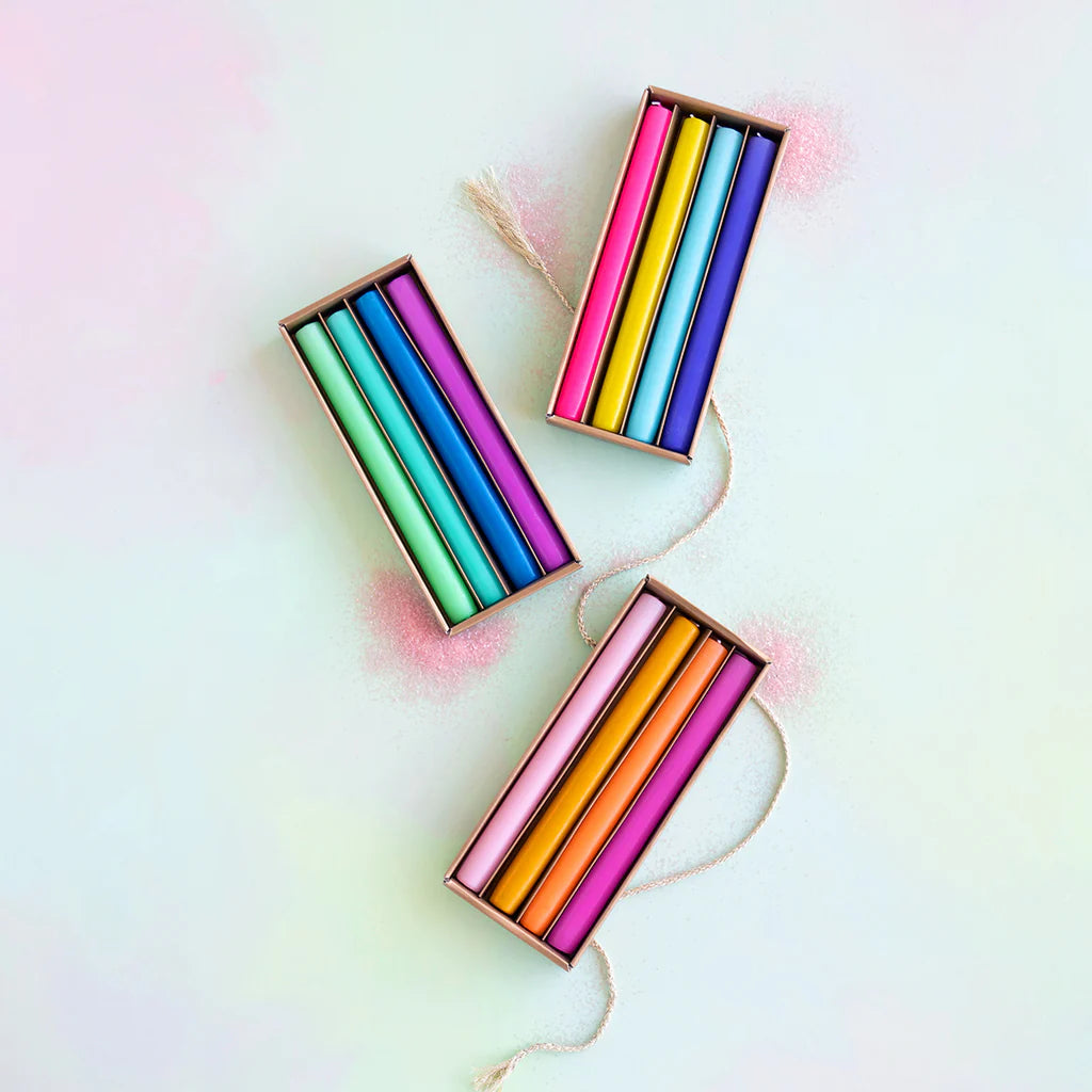 Rainbow Taper Candle Set of 4 - 3 Style Options - Glitterville
