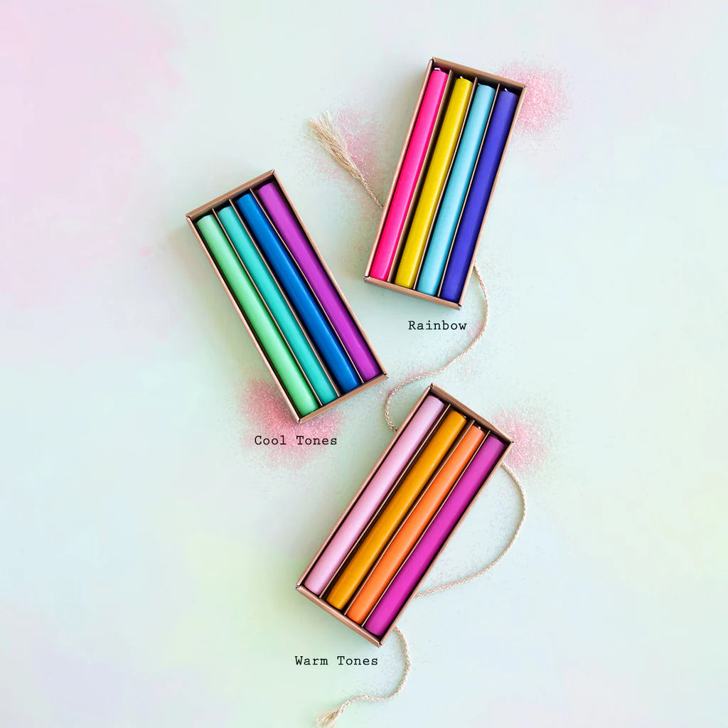 Rainbow Taper Candle Set of 4 - 3 Style Options - Glitterville