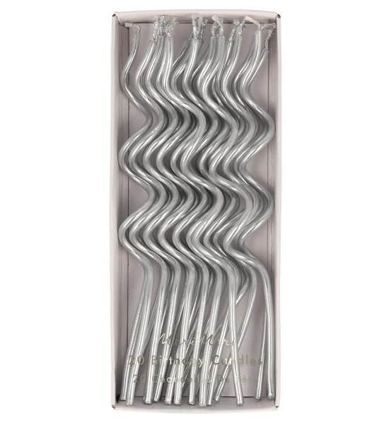 Silver Swirly Candles-20ct