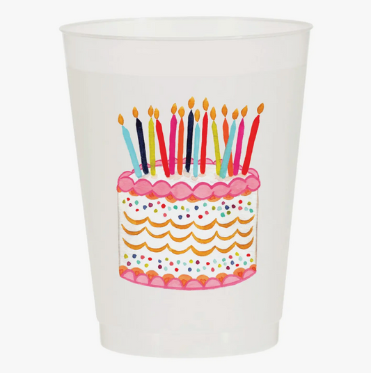 Birthday Cake Watercolor Frosted Cups 10pk