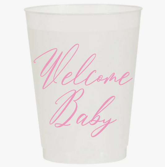 Pink Welcome Baby Frosted Cups