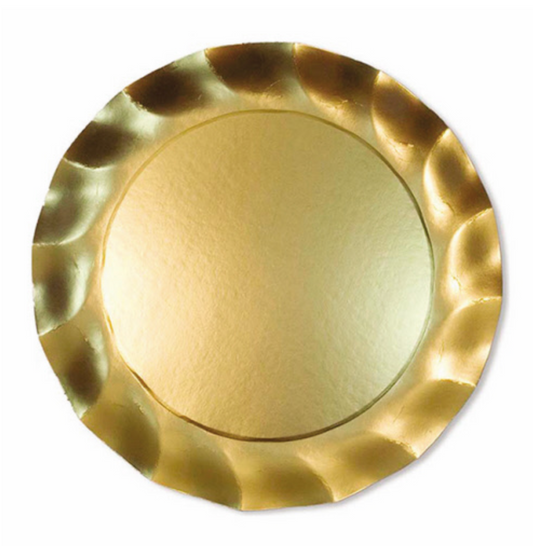 Wavy Dinner Plate Satin Gold-8ct