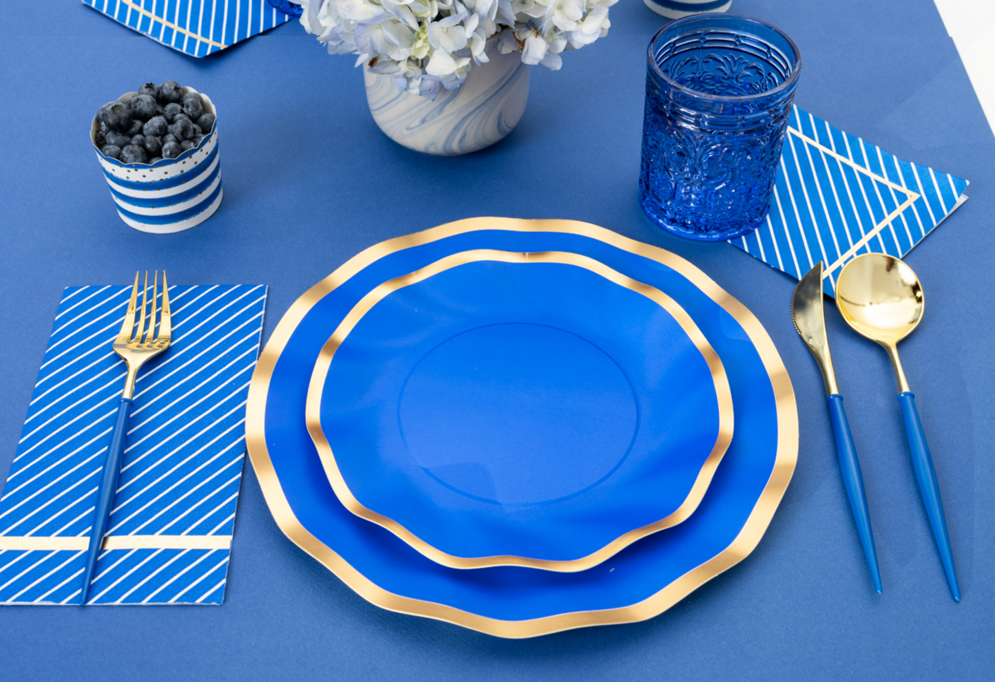 Wavy Salad Plate Royal Blue-8ct