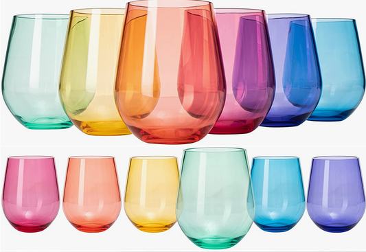 Plastic Stemless Wine Glass SET of 6