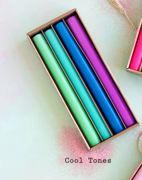 Rainbow Taper Candle Set of 4 - 3 Style Options - Glitterville