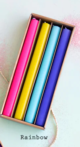 Rainbow Taper Candle Set of 4 - 3 Style Options - Glitterville