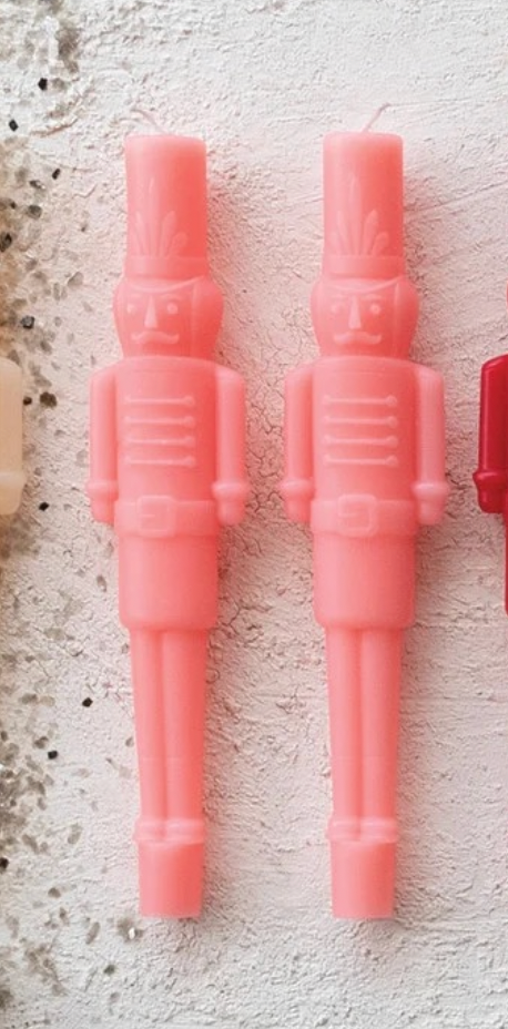 Pink Nutcracker Taper Candles, Set of 2