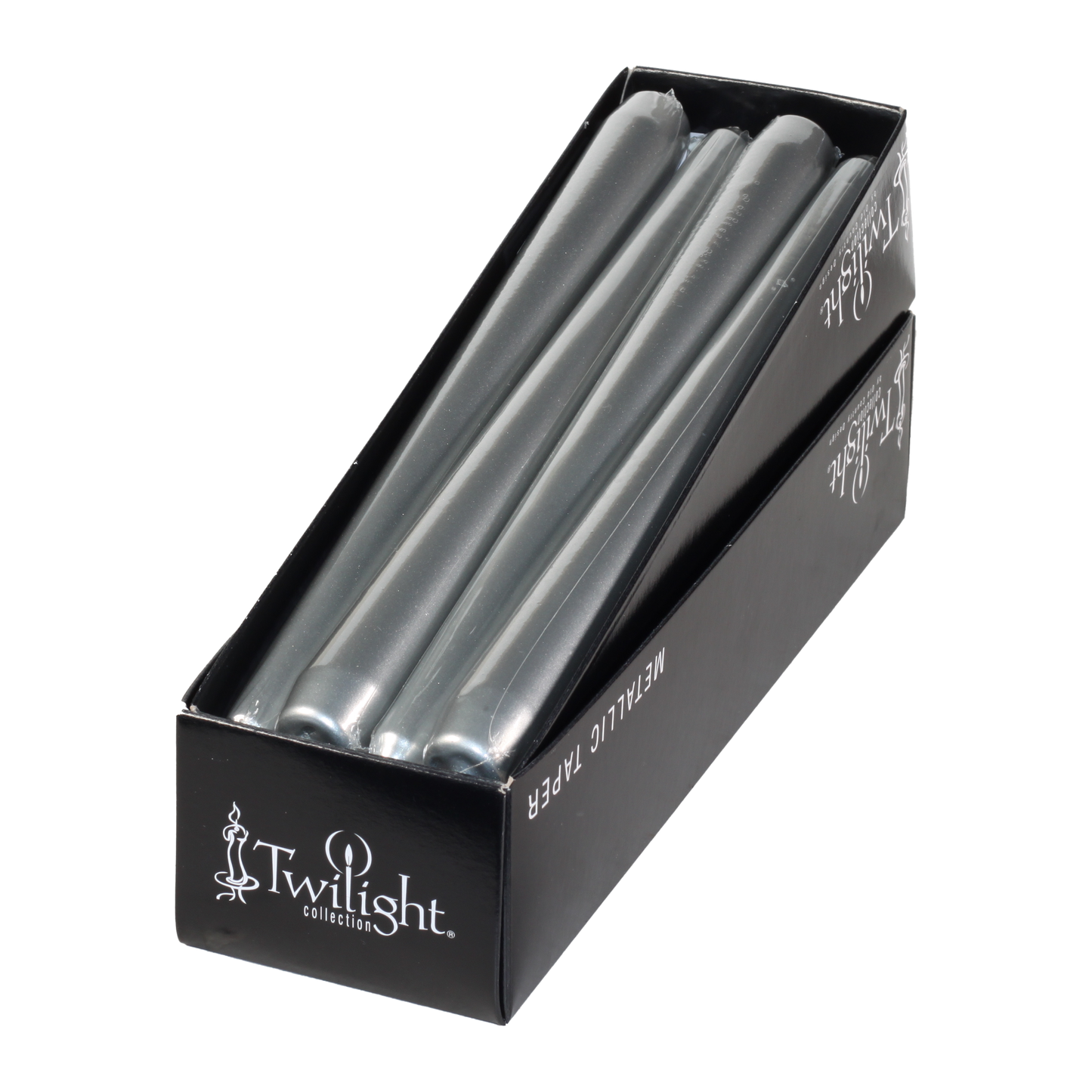 Silver Metallic Taper Candle 10"