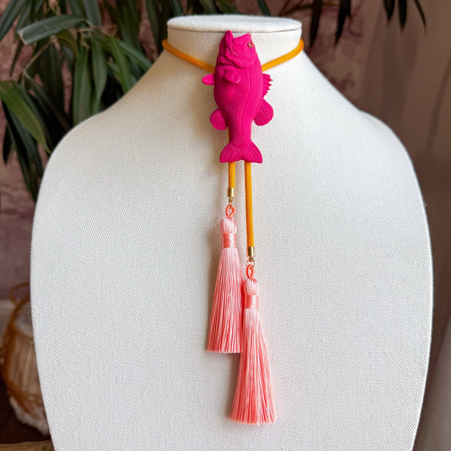 Fish Bolo Raspberry Pink with Golden Yellow & Peach