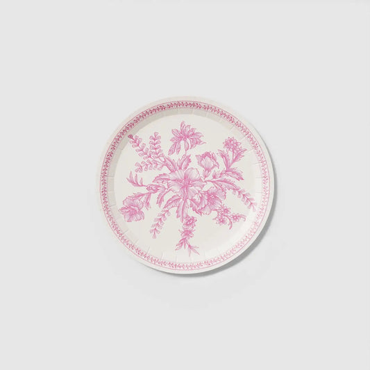 Pink Toile Small Side Plates- 10ct