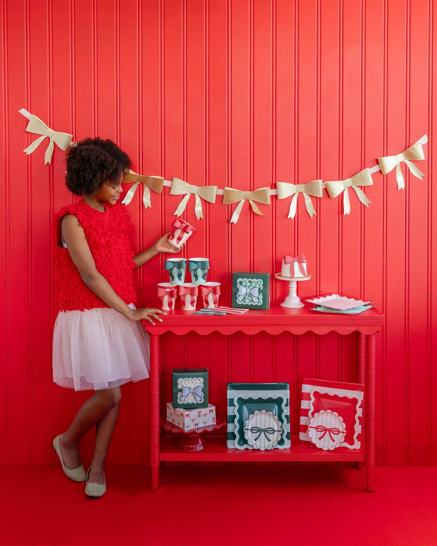 Mint and Green Bow Paper Cups 8ct