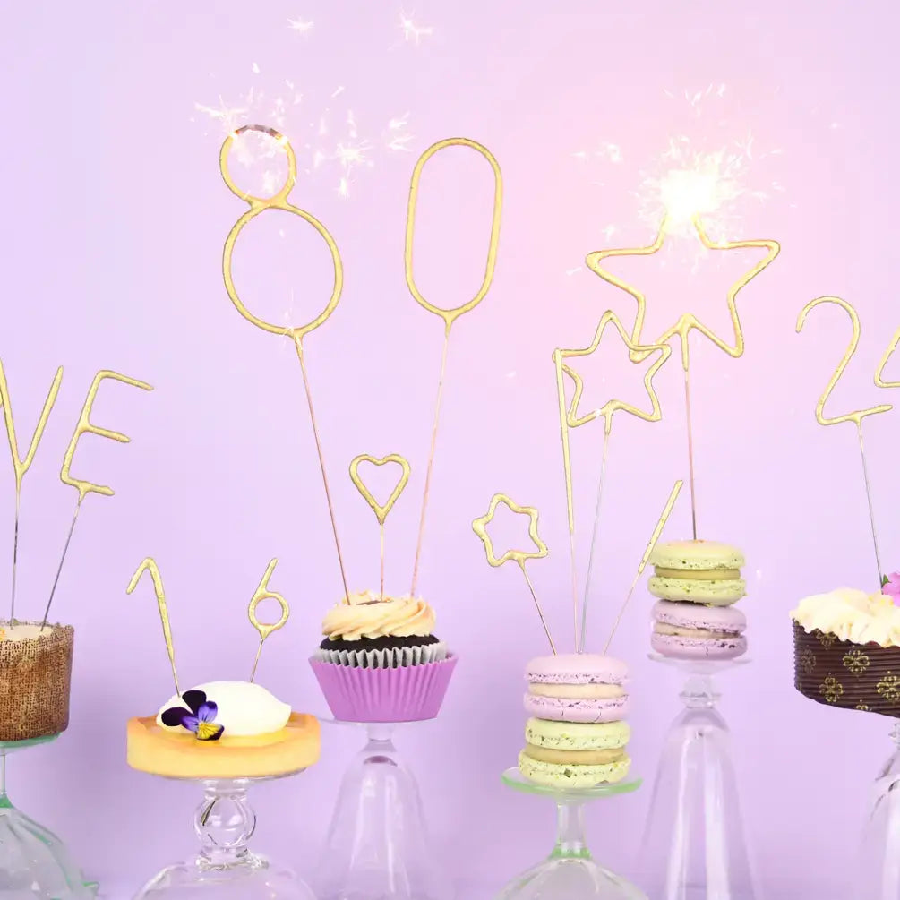Mini Gold Milestone Number Sparkler Wands