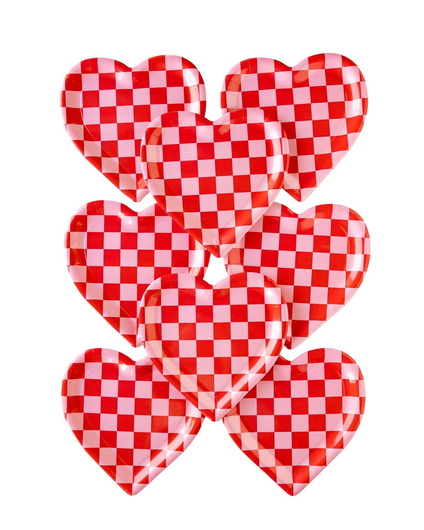 Checkered Heart Plates 8ct