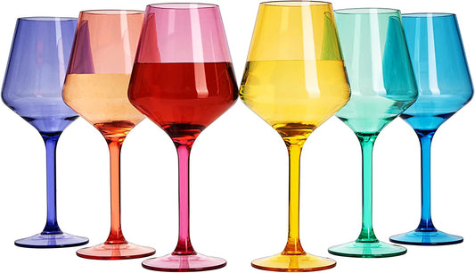 Set of 6- plastic wine glasses 15oz