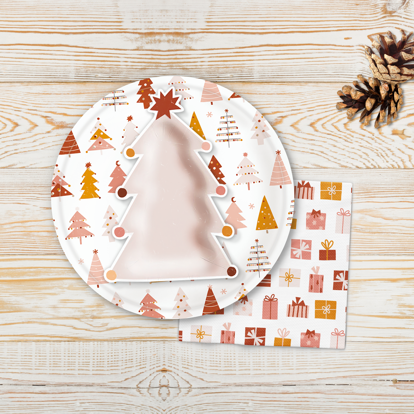 Boho Christmas Tree Shaped Plates (Set of 8)