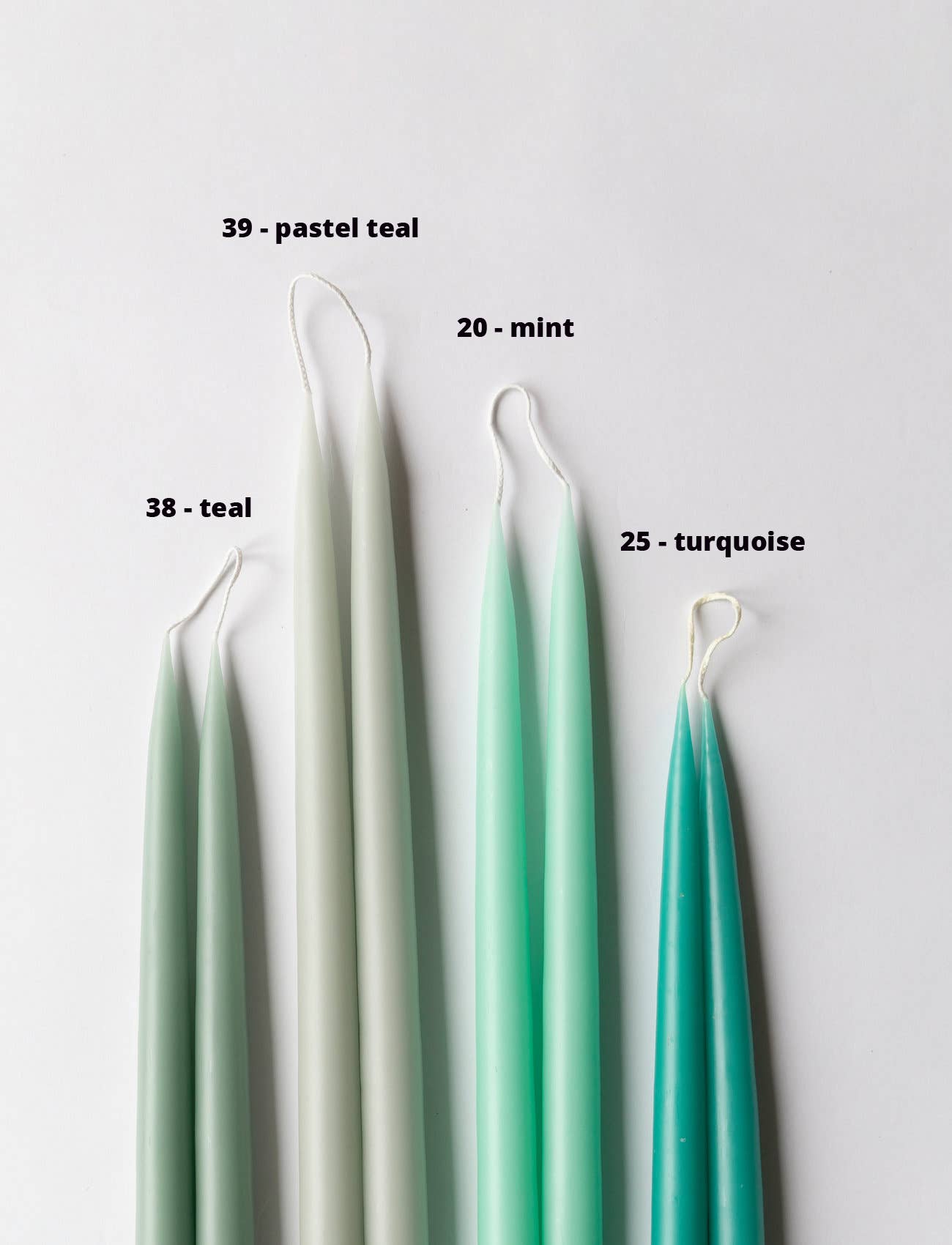 Turquoise Danish Taper Candle 10" & 14"