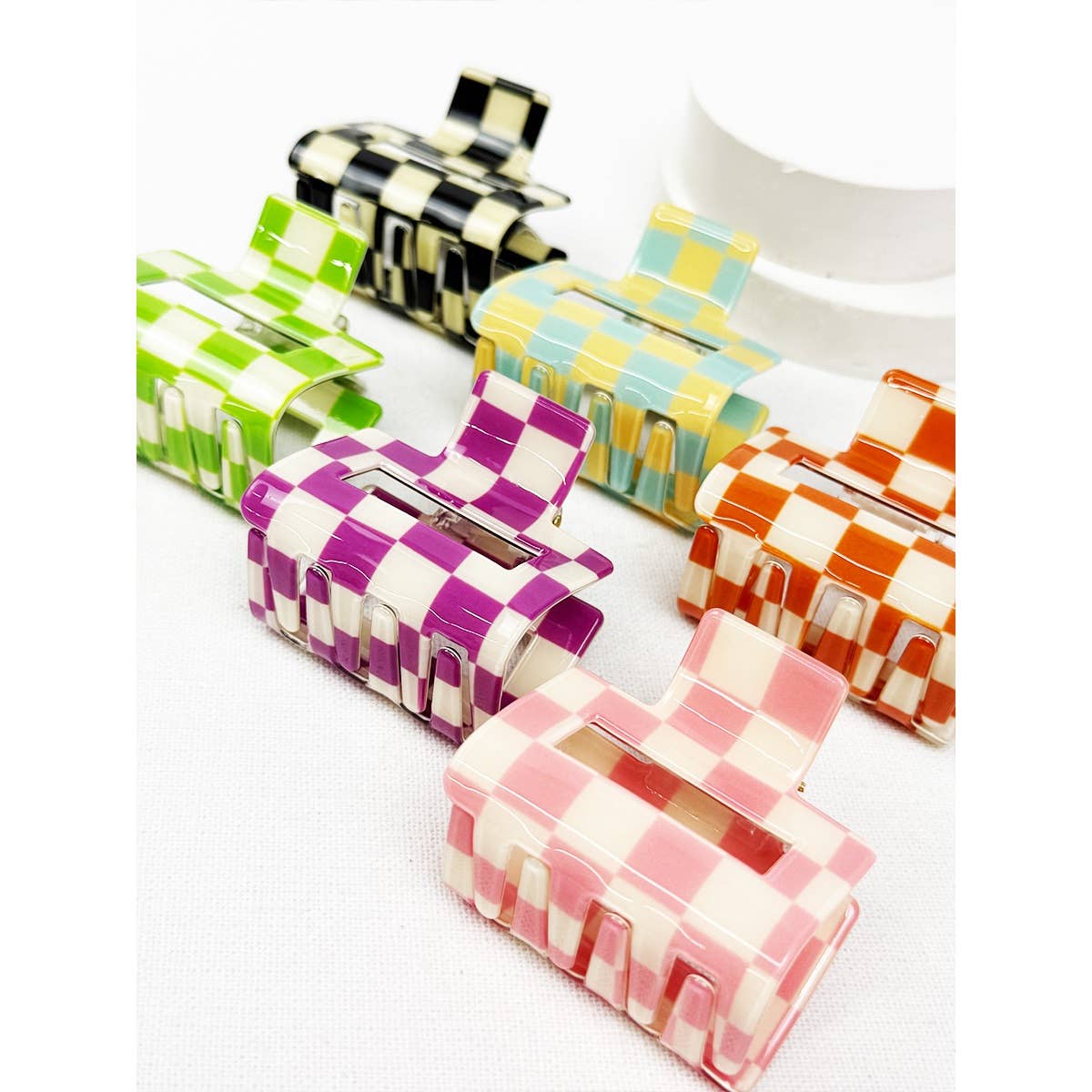 Colorful Checkered Medium Size Hair Claw