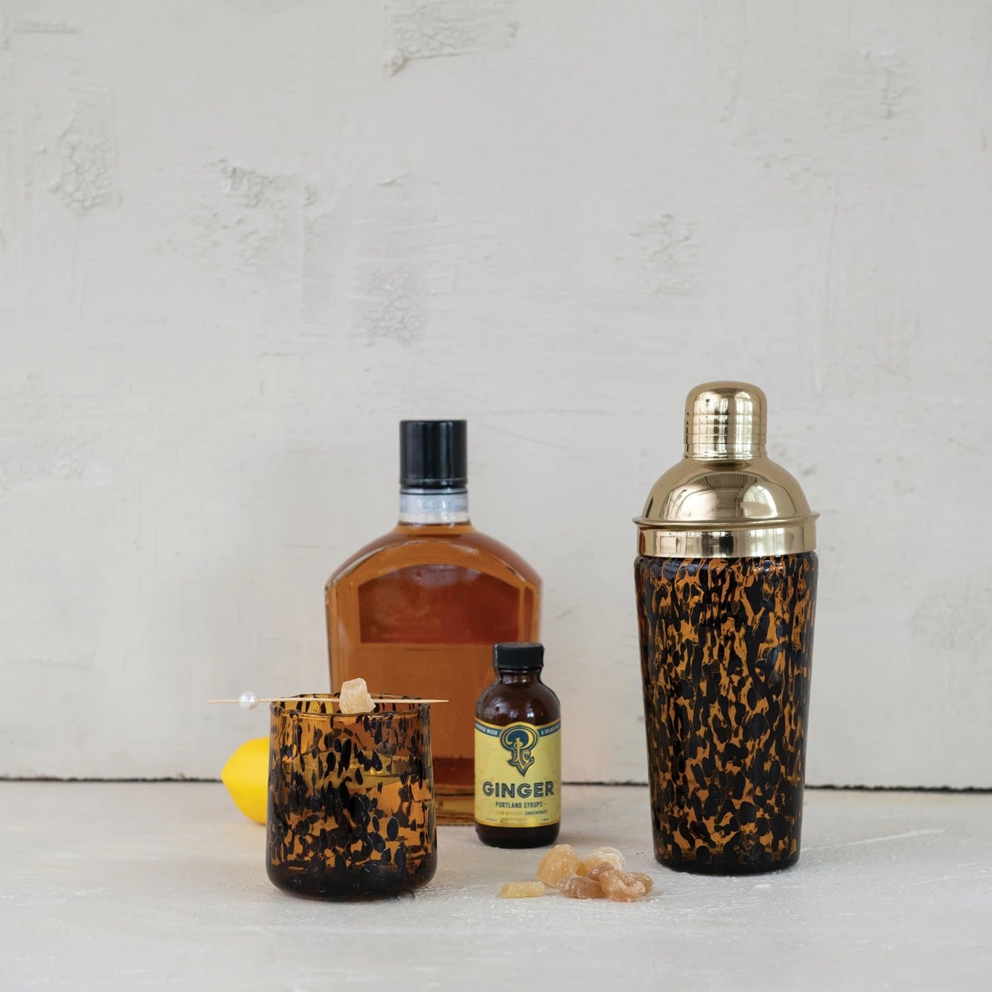 Tortoise Shell Glass Cocktail Shaker 20oz