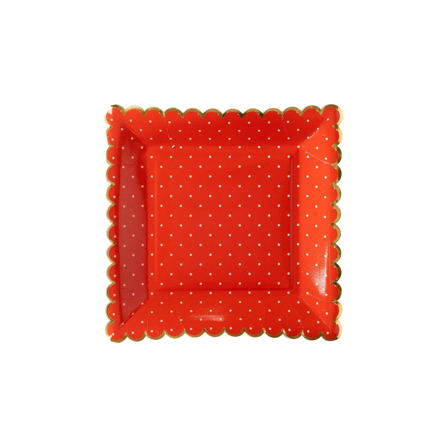 Red Polka Dot Scallop Plates 8ct