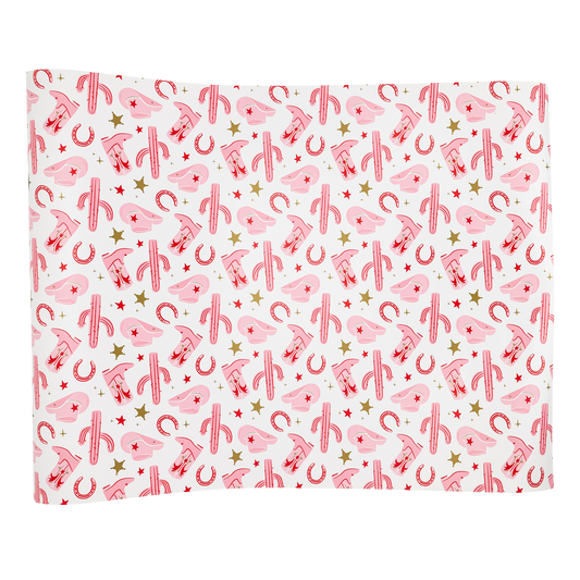 Pink Cowgirl Pattern Paper Table Runner