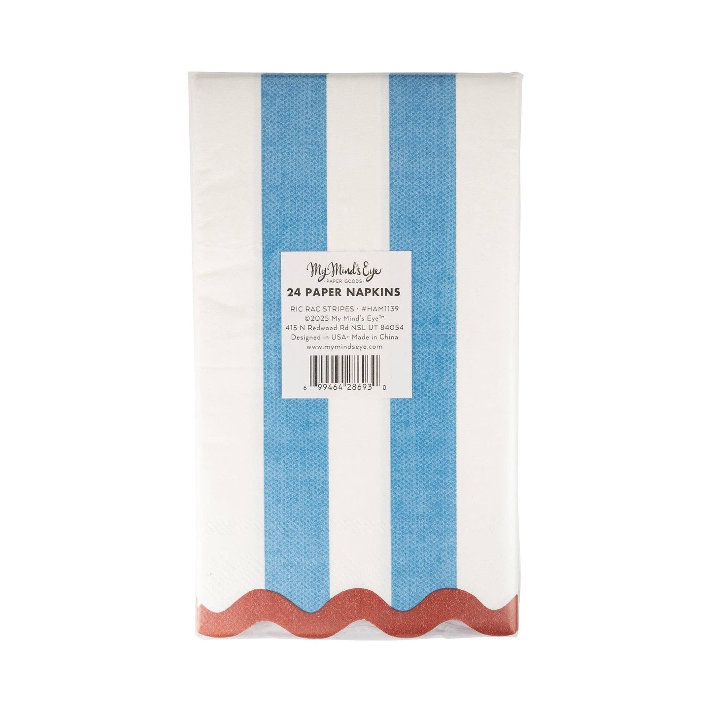 Hamptons Stripes Ric Rac Dinner Napkin 24ct