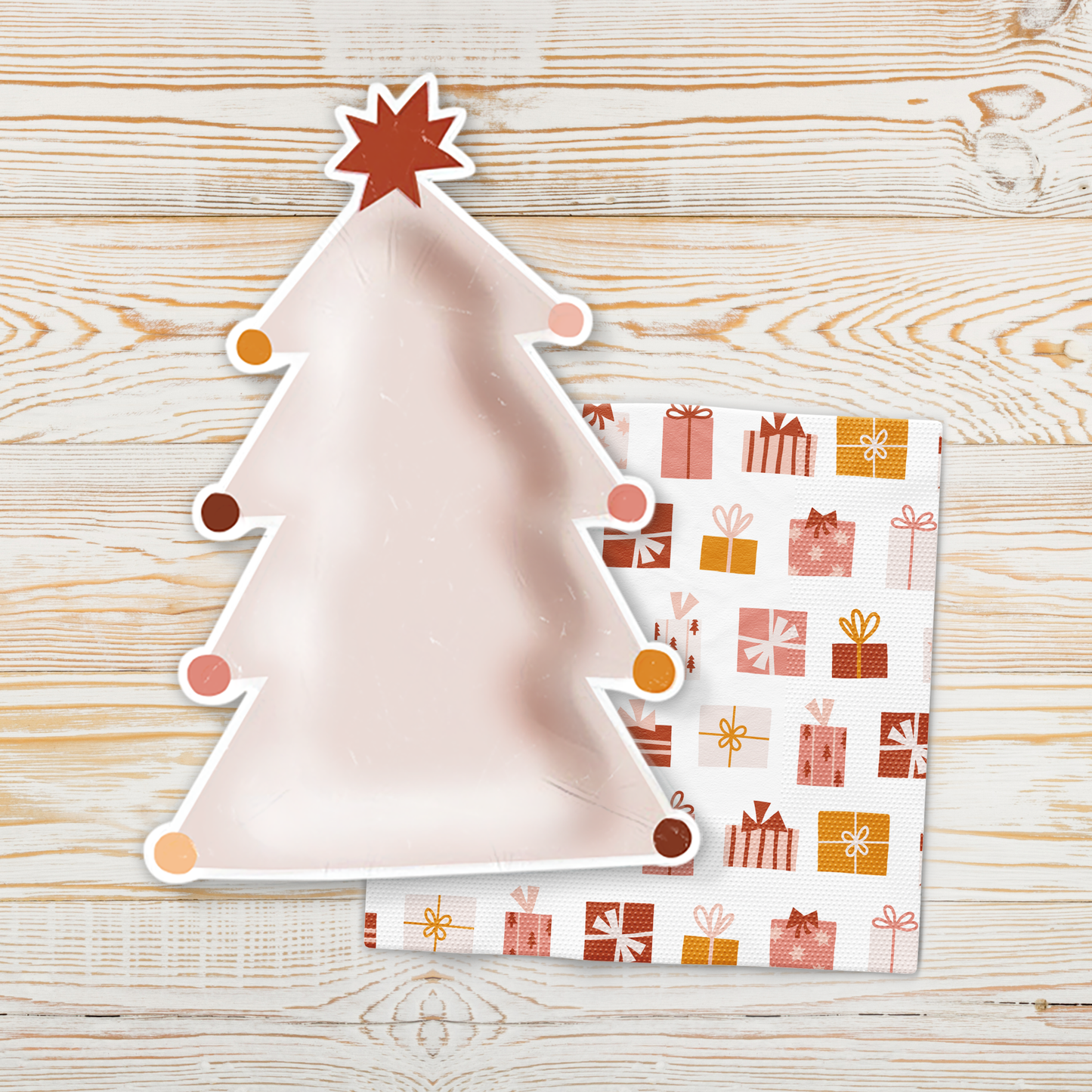 Boho Christmas Tree Shaped Plates (Set of 8)