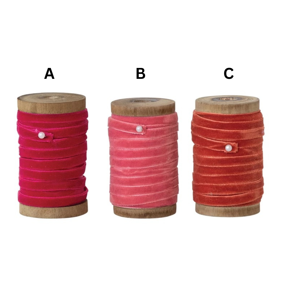 10 Yard Velvet Ribbon Spools w Metallic Edges