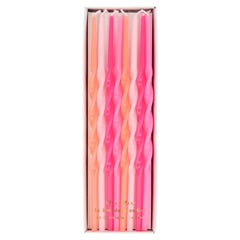 Pink Twisted Long Candles-16ct
