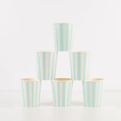 Meri Meri Mint Stripe Cups 8ct