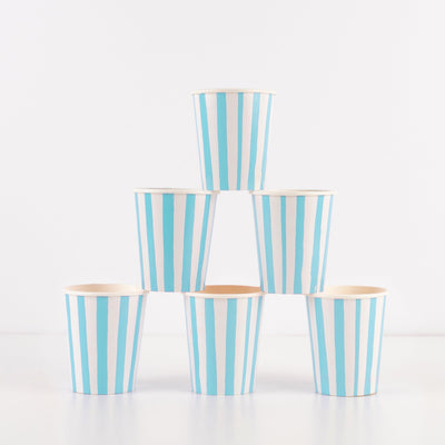 Meri Meri Blue Stripe Cups 8ct