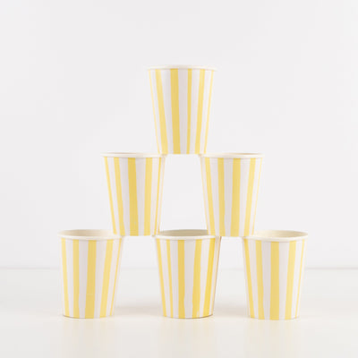 Meri Meri Yellow Stripe Cups 8ct