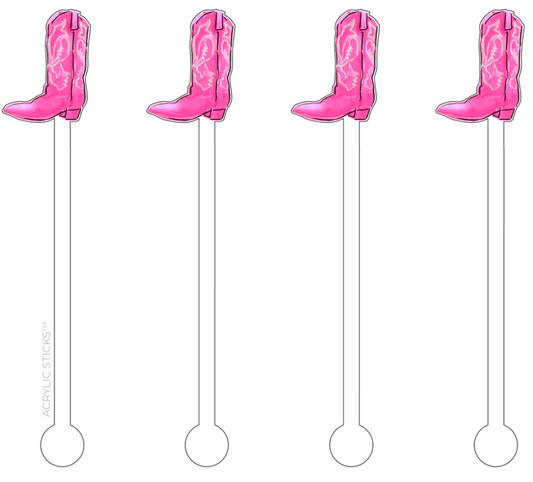 Pink Cowboy Boots Drink Stirrer