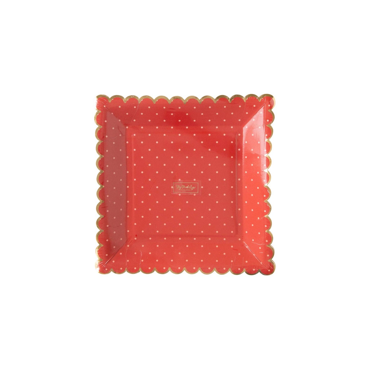 Red Polka Dot Scallop Plates 8ct