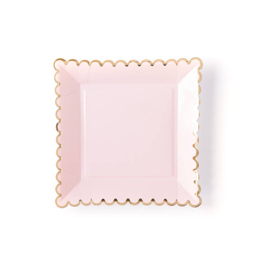 Blush and Gold Scalloped Plates 8ct