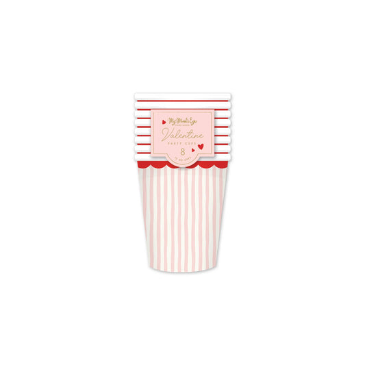 Pink Stripe Paper Cup 8ct