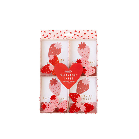 Strawberries and Hearts Valentine's Cards 12ct