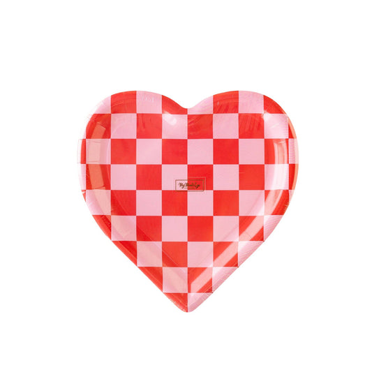 Checkered Heart Plates 8ct